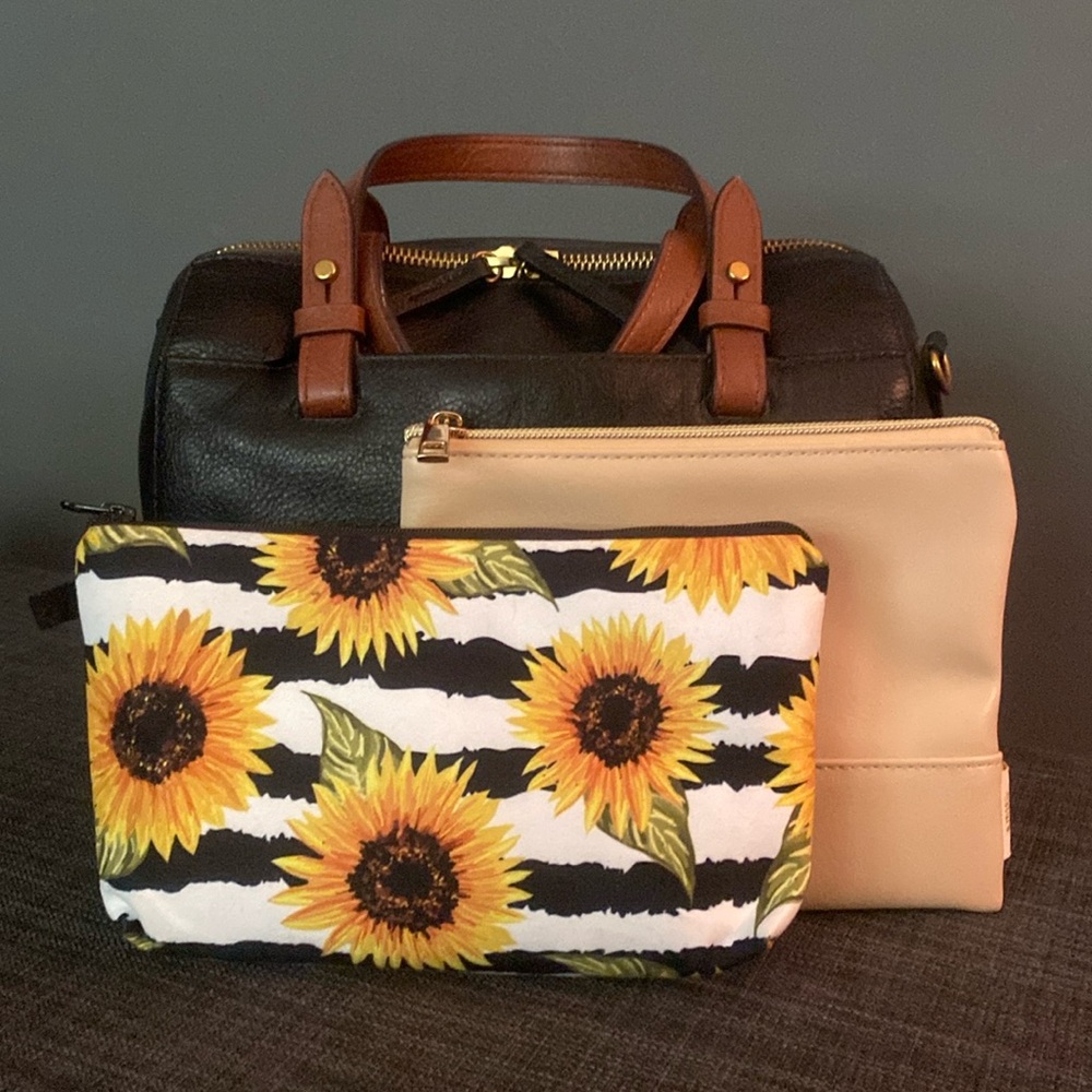 Fossil Rachel Satchel, comes with two cosmetic pouches